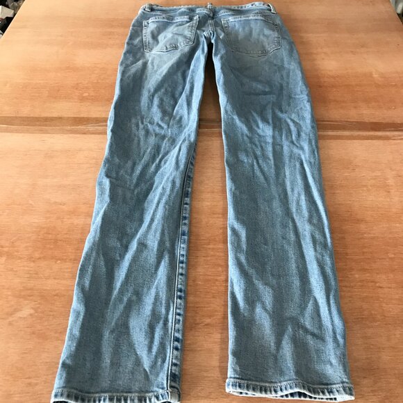 Uniqlo Slim Straight Jeans Women 28 Blue Mid Rise Kaihara Fabric Stretch Preppy - Picture 2 of 13